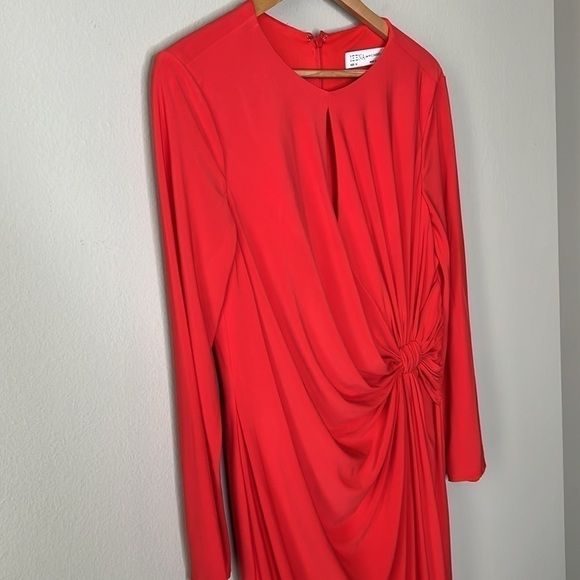 Ieena for Mac Duggal 55708 Long Sleeve Keyhole Draped Gown in Brick Red Size 12 - Picture 7 of 11